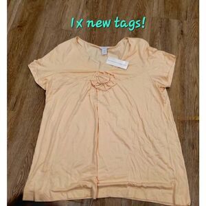 Boho cottage soft rosette tshirt top 1x plus size nwt Silhouettes